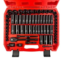 64pcs 3/8" Socket Set Deep & Shallow SAE/Metric 72T Ratchet 6-24mm