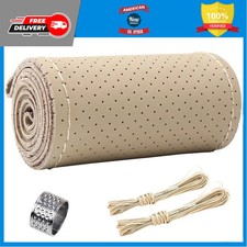 15 Inch Genuine Leather Steering Wheel Cover Beige Breathable Diy Stitch On Wrap 15 Inch Genuine Leather Steering Wheel Cover Beige Breathable Diy Stitch On Wrap