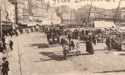 Antique RPPC UDB Marseilles France Le Quai du Port Dock Horses Carts c1902