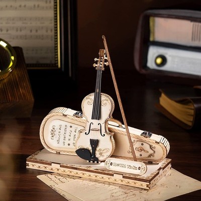 3D Wooden Puzzle Toys Vintage Violin Capriccio Model Adults Kids Toys Gift