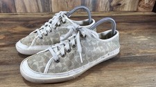 COACH Etta Beige Logo Canvas Size 9 M Sneakers Q988