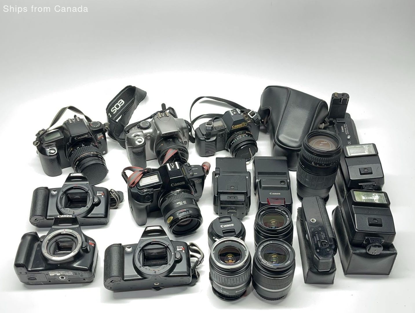 Lot of 7 Canon SLR Film Cameras & Accessories - Untested