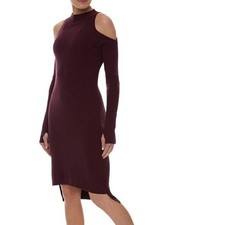 NWT Sweaty Betty Ra Knit Wool Blend Dress Burgundy Oxblood Ribbed Bodycon S