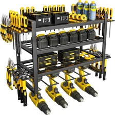 XL Power Tool Organizer Wall Mount, Extended Heavy Duty 4 Drill Holder, 4 Layer