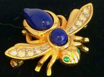 JOAN RIVERS INTERCHANGEABLE BEE PIN GOLD-PLATED 9 COLORS LUCITE PAVÉ CRYSTALS