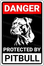 Danger Protected By Pitbull Beware Of Dog Aluminum Tin Metal Signs Home D cor
