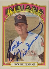 1972 TOPPS Jack Heidemann Auto Card #374 Cleveland Indians Vintage Signed MLB