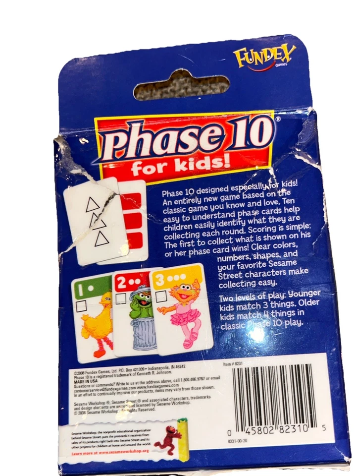Phase 10 For Kids! Sesame Street Elmo Grover FunDex 2008 Card Game Rare A2 ** - Image 4 of 4