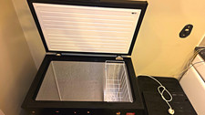 Russell Hobbs Black Chest Freezer Freestanding Manual Defrost, Thermostat Basket