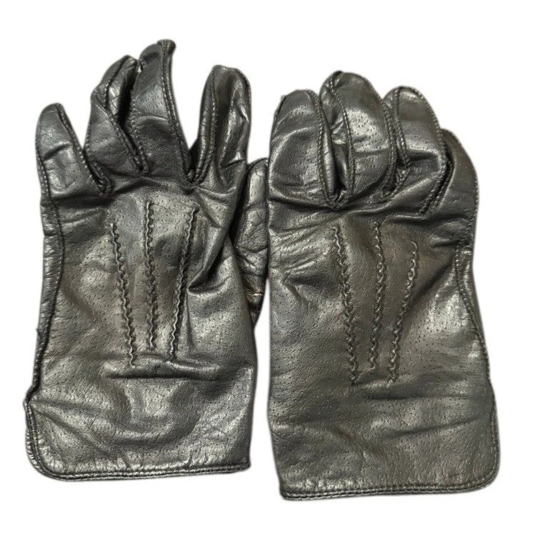 Fownes Vintage Black Genuine Leather Gloves Antron Lined Size 6.5 Three Point