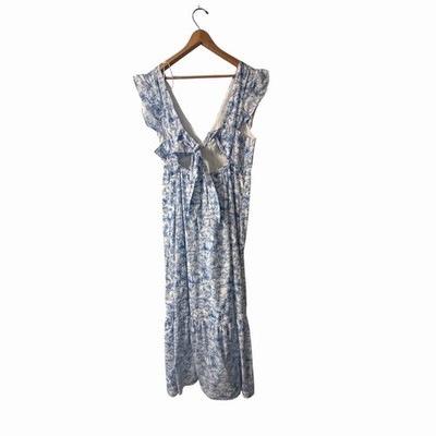 blue toile midi dress WHEN IN ROME MIDI DRESS - BLUE & White TOILE