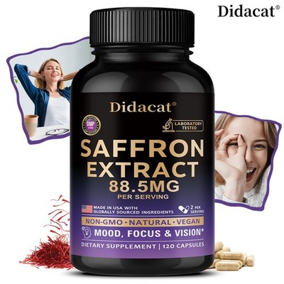 Saffron Supplements 120 Vegan Capsules Improve Mood Vision Focus Energy Health