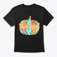 Fall Thanksgiving Thankful Pumpkin Cute T-Shirt Made in the USA Size S to 5XL