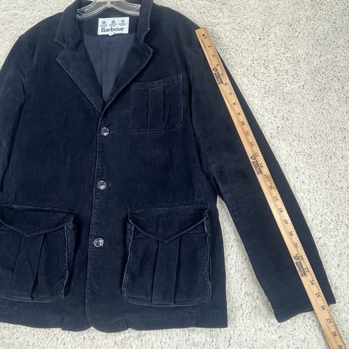 Barbour Trent Cord Corduroy Blazer Mens M Navy Blue 3 Button Jacket White Label - Picture 7 of 16