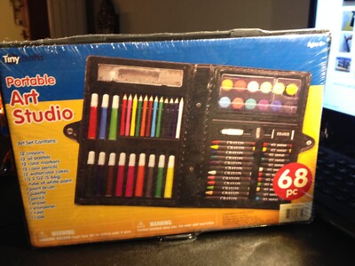 Tiny Crafts 68Pc Portable Art Studio-crayons,oil,markers,pencils,watercolor, ect