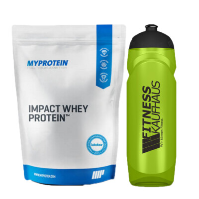 Myprotein Impact Whey Protein 1000g Eiweiss Geschmack wählbar + Trinkflasche