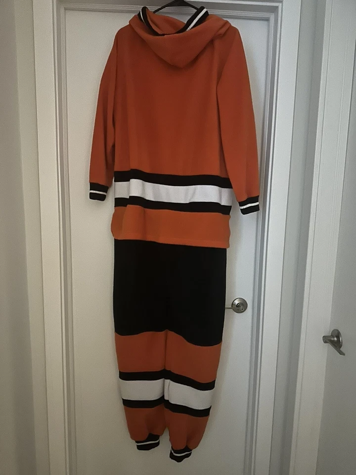 Philadelphia Flyers One Piece Pajamas - Adult Medium  Hoodie Hockey Sockey - Image 3 of 3
