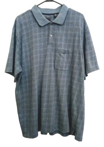 Graues kurzärmeliges Poloshirt Fensterscheibe kariert Baumwollmischung Herren Größe XXL
