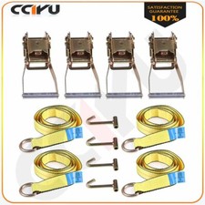 4x Lasso 4x Wheel Lift Straps 4x 2 Ratchets J Finger Hooks Tow Truck Tie Down