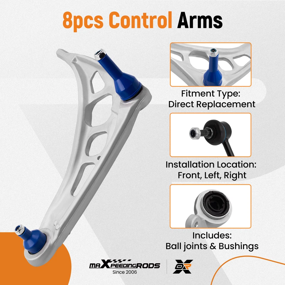 8-TLG VERSTÄRKT QUERLENKER SATZ FÜR BMW 3er E46 Z4 E85 VORDERACHSE NEW - Bild 4 von 4