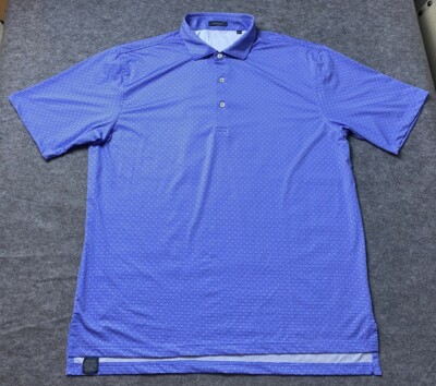Turtleson Golf Polo Shirt Mens Extra Large Blue Polka Dot Print