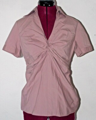 New York and Company Womens Top Size 4 Purple Knotted Twist Front V Neck Shirt