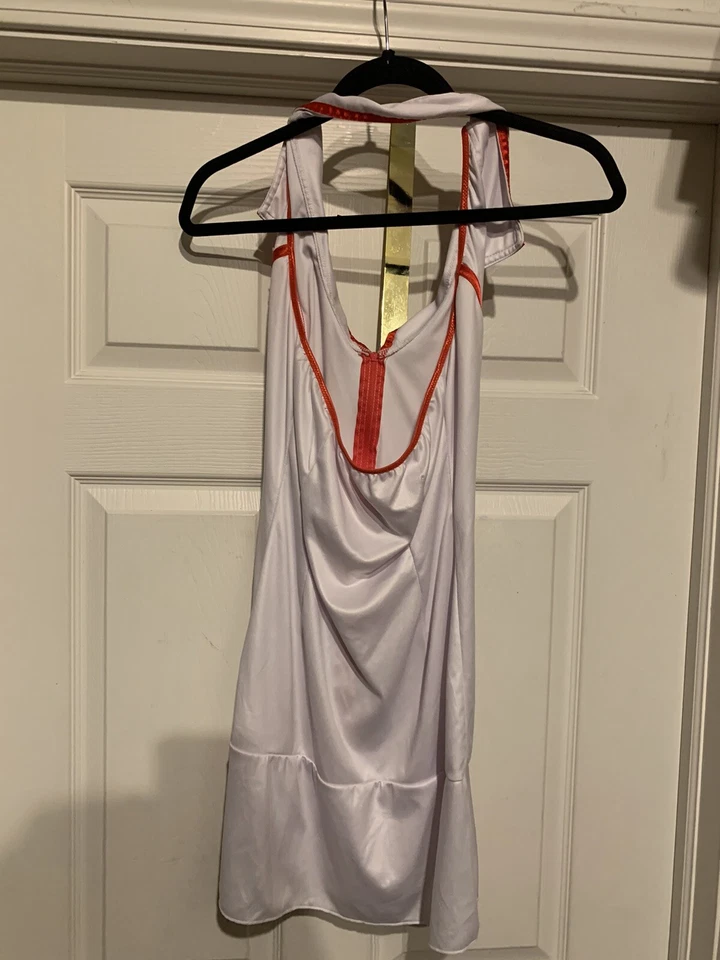 Leg Avenue Naughty Nurse Costume Adult Size M/L Halter Dress Only White & Rec - Изображение 2 из 3