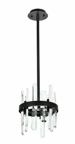 Black Pendant Crystal 6 Light Fixture Bathroom or Kitchen Island Chandelier 10in - Picture 5 of 9