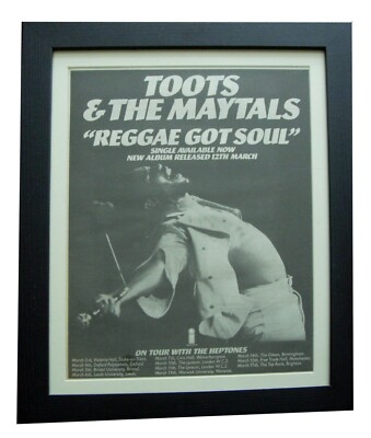 TOOTS & MAYTALS+Reggae Got Soul+POSTER+AD+ORIGINAL 1976+FRAMED+FAST WORLD SHIP