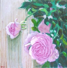 original acrylic painting of pink roses.12"*12".stretched canvas