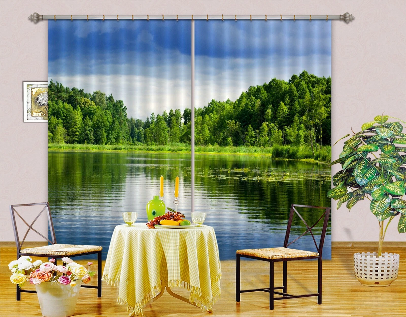 3D Forest Lake ZHUA1446 Blockout Photo Curtain Fabric Window Zoe