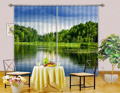 3D Forest Lake ZHUA1446 Blockout Photo Curtain Fabric Window Zoe