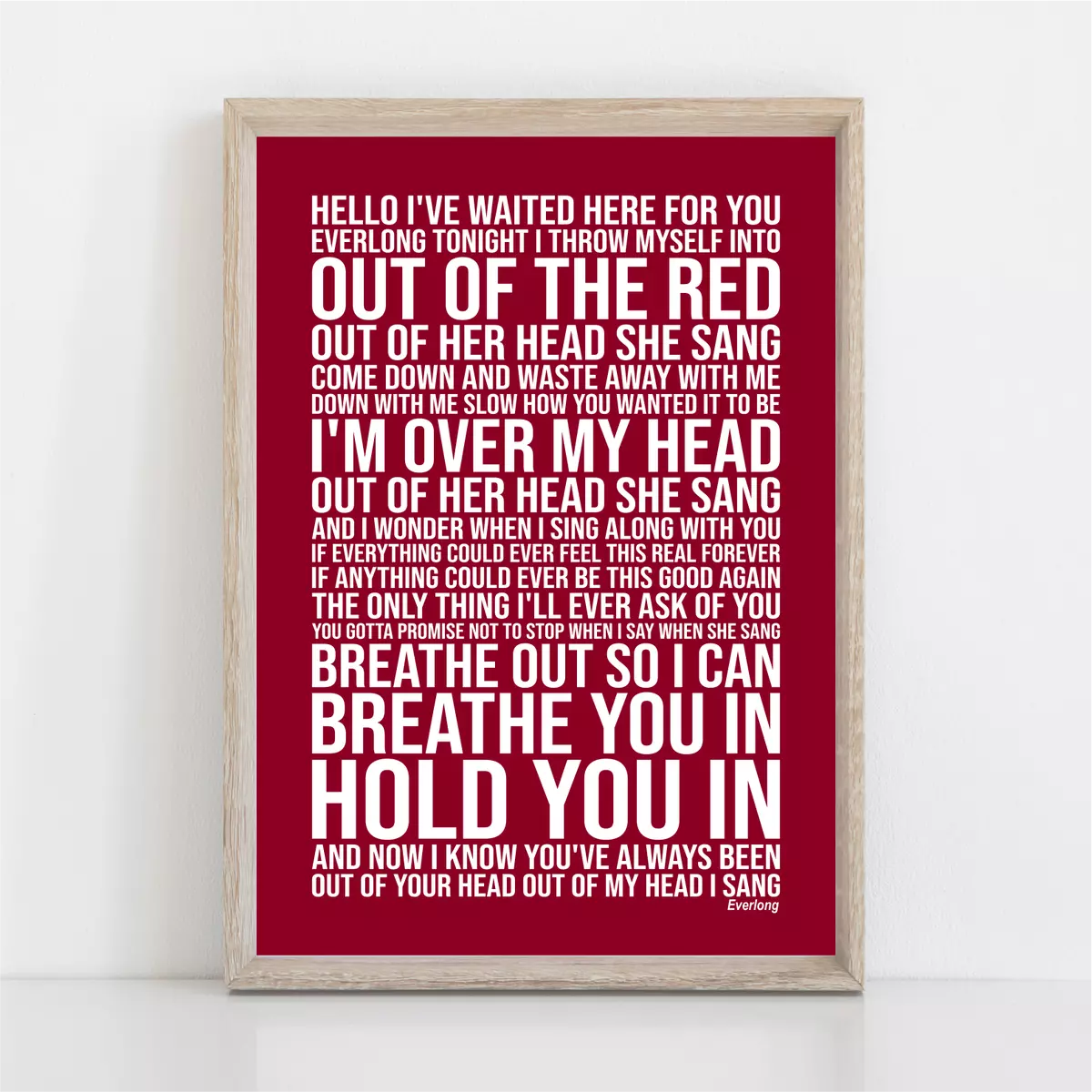 Foo Fighters These Days Vintage Script Song Lyric Wall Art Print - Red  Heart Print