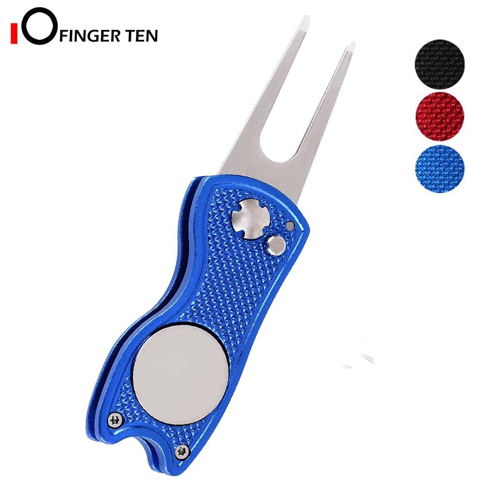 Foldable Golf Divot Repair Tool Switchblade with Ball Marker Popup