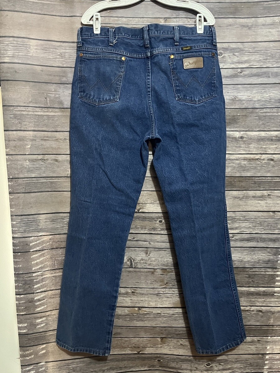Wrangler Jeans Mens 36x34 Blue Denim Straight 100% Cotton Cowboy