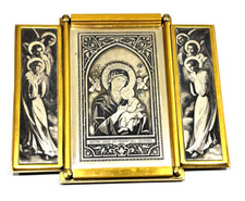 Trittico argento inciso Notre Dame Du Perpetuel Secours Santuario Viaggio B. Vimini