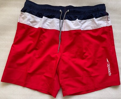 SPEEDO, MEN'S XXL, SWIM TRUNKS, DRAWSTRING, BLUE, RED