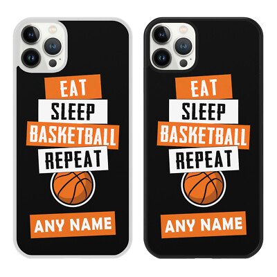 Personalisierte Handyhülle mit Namen Essen Schlaf Basketball für iPhone Samsung Reifen Sport