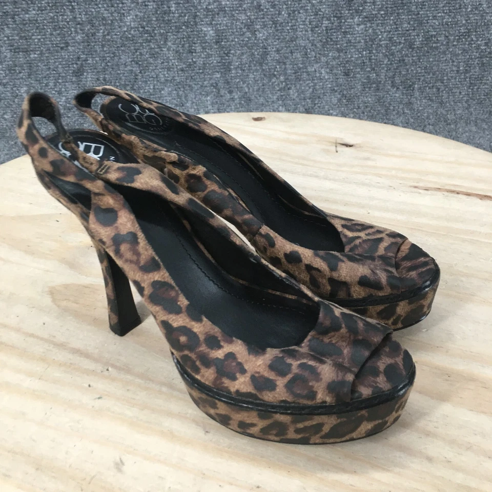 BCBGeneration Tacones Mujer 6 B Plataforma Bomba Stiletto Marrón Tela Estampado Leopardo Foto 3 de 4