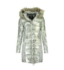 Geographical Norway Silver Quilted Jacket Size M/ Uk12