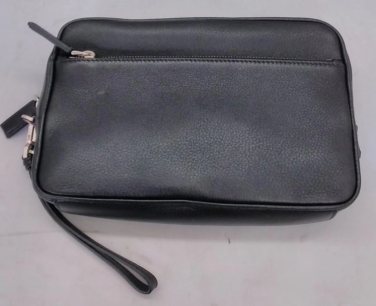 Prada Clutch Portafoglio Black Vitello Leather Bag