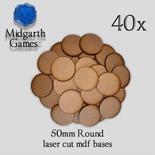40x 50mm Round MDF Miniature Bases Warhammer FREE SHIPPING US SELLER
