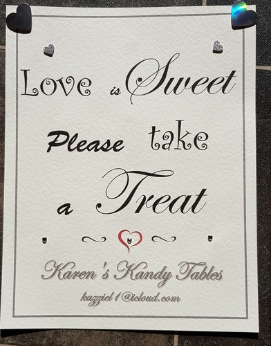 Letrero personalizado Love Is Sweet Take A Treat Cog a Bag mesa carro de dulces A4 / A5 - Imagen 4 de 10