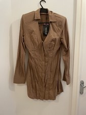 PRETTY LITTLE THING Tan/Brown Underwire Shape Long Sleeve Dress