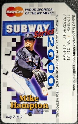 Mets, Mike Hampton, 2000 Subway series- Mint Condition Metrocard