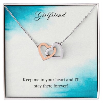 Interlink Herz HALSKETTE Modeschmuck Geschenk für FREUNDIN Anhänger mit Kette