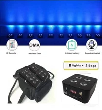 8pcs 4x12W Rgbwauv Dj Wedding Battery Powered LED Uplight Wireless Stage Lights