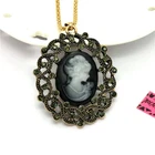 New Grey Rhinestone Victorian Girl Fashion Women Crystal Pendant Chain Necklace