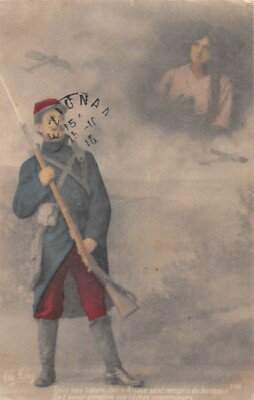 Postcard military war patriotic dear alsace