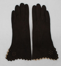 Vintage Kid Soft Leather Gloves Women Small Midi Brown Formal 1940s